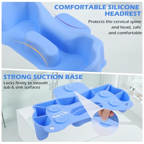 Jhua Portable Hair Washing Station for Kids Sink Bathtub Hair Washing Basin, Silicone Tear-Free Shampoo Bowl Wash Basin with Rinser Cup, Scalp Massager, Neck Support for Children Kids Teens Seniors - Image 3