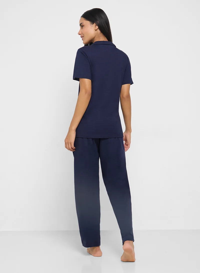 Ginger Cotton Button Up Shirt & Pyjama Set