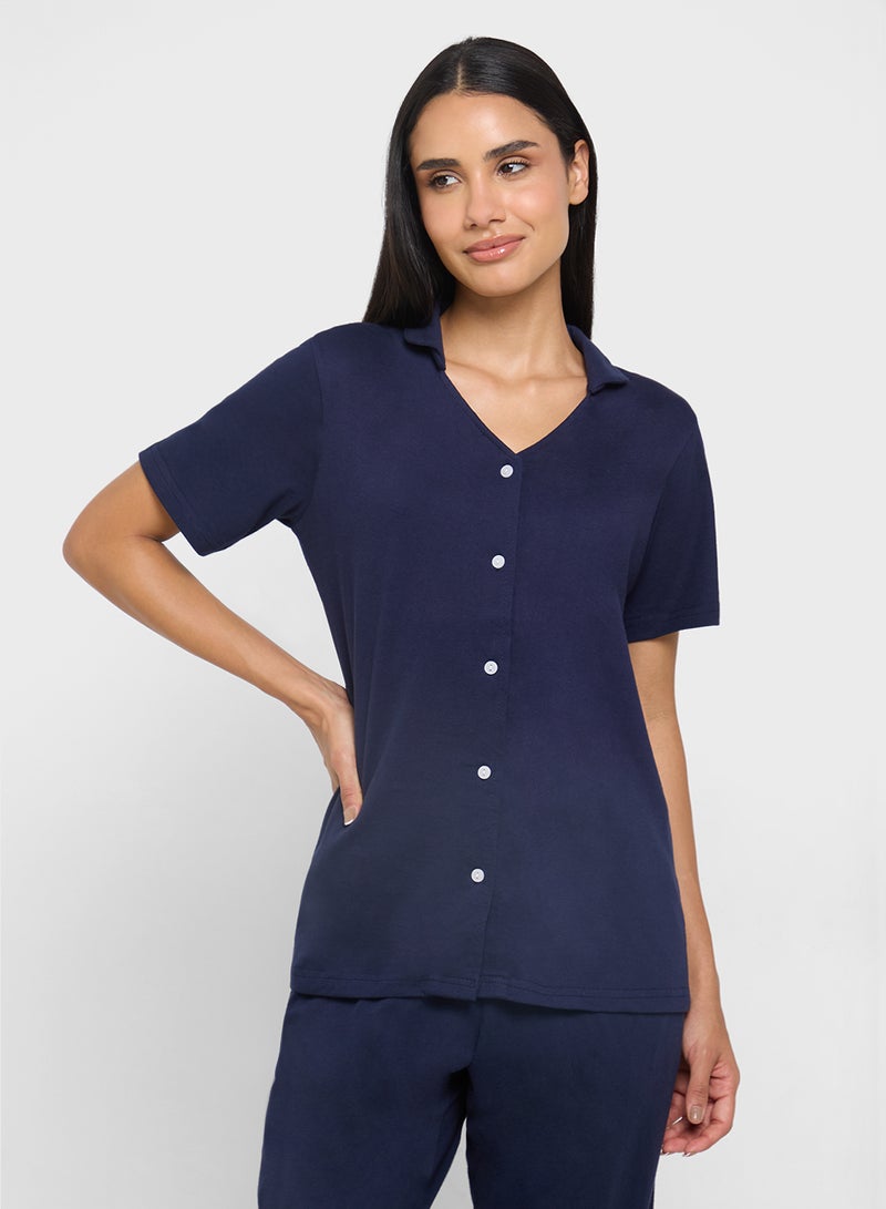 Ginger Cotton Button Up Shirt & Pyjama Set - Image 3