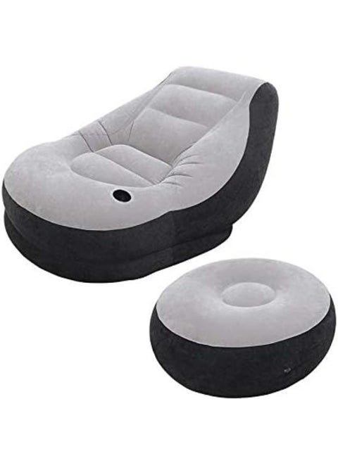 Ultra Lounge Inflatable Chair With Footrest Grey/Black