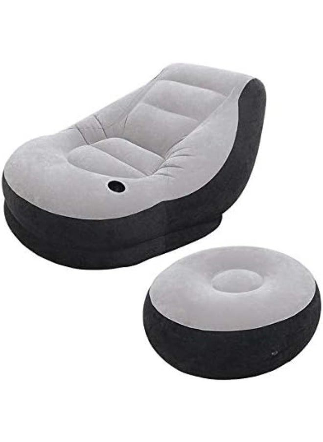 INTEX Ultra Lounge Inflatable Chair With Footrest Grey/Black  - Image 1