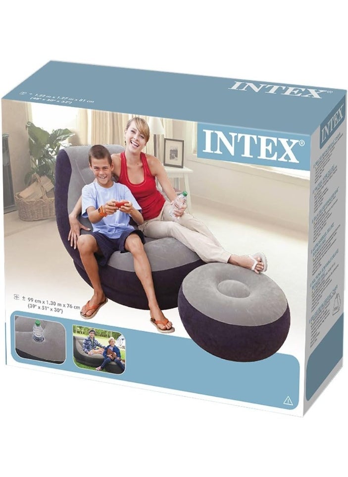 INTEX Ultra Lounge Inflatable Chair With Footrest Grey/Black  - Image 3