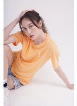 The Socks Company 23SCTS223U Anchor Embroidered Crew Neck Orange Tshirt  - Image 2