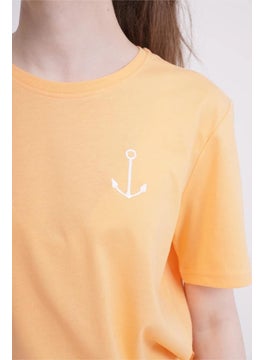 The Socks Company 23SCTS223U Anchor Embroidered Crew Neck Orange Tshirt  - Image 3