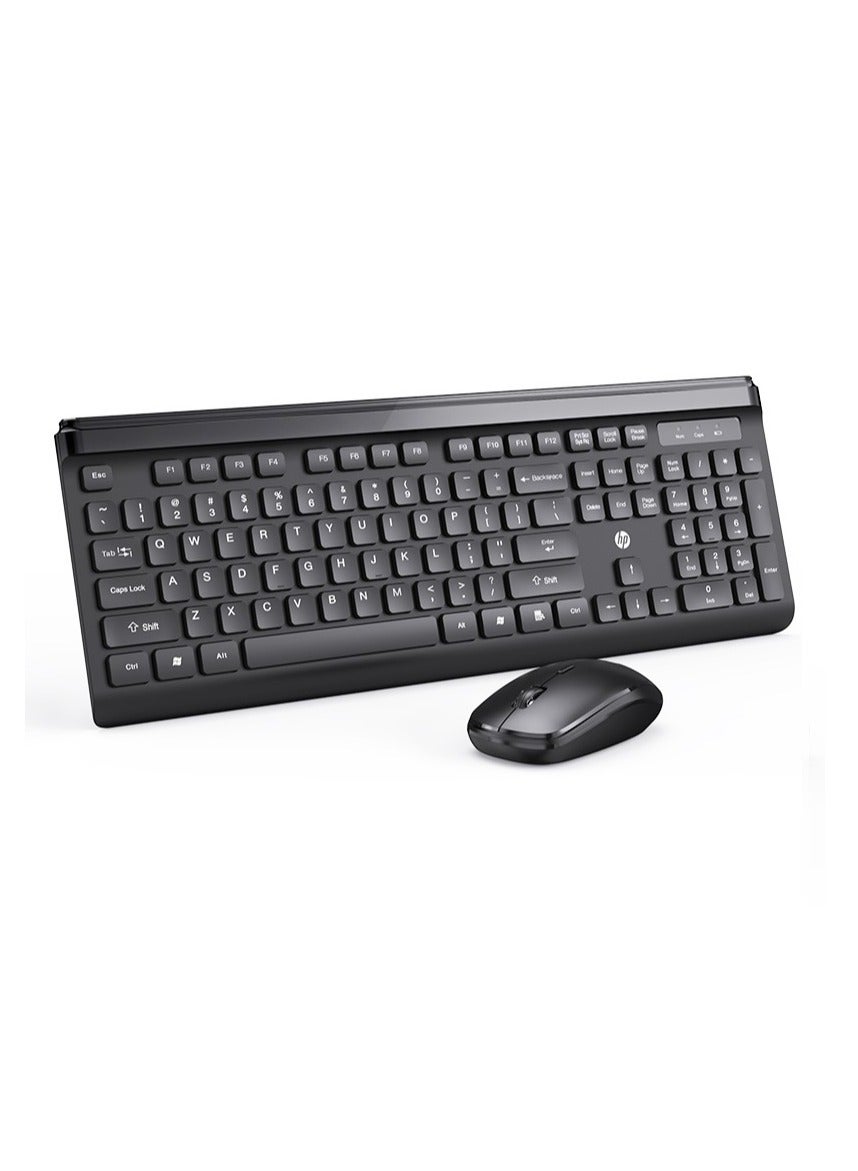 HP CS500 wireless keyboard and mouse combo with 104 keycaps keyboard, plug & play, ergonomic design mouse for office home computer pc laptop black