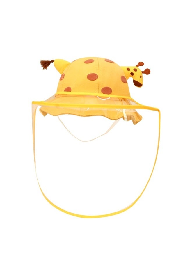 yongsheng Giraffe Style Protective Hat With Face Shield yellow， Adorable Detachable Isolation Spittle Mask and Droplet Fisherman Hat for Yellow for Outdoor Play and Protection Against and Saliva  - Image 1