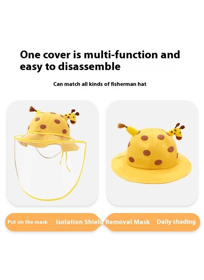 yongsheng Giraffe Style Protective Hat With Face Shield yellow， Adorable Detachable Isolation Spittle Mask and Droplet Fisherman Hat for Yellow for Outdoor Play and Protection Against and Saliva  - Image 4