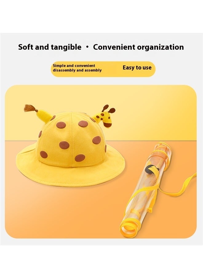 yongsheng Giraffe Style Protective Hat With Face Shield yellow， Adorable Detachable Isolation Spittle Mask and Droplet Fisherman Hat for Yellow for Outdoor Play and Protection Against and Saliva  - Image 5