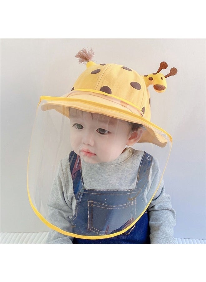 yongsheng Giraffe Style Protective Hat With Face Shield yellow， Adorable Detachable Isolation Spittle Mask and Droplet Fisherman Hat for Yellow for Outdoor Play and Protection Against and Saliva  - Image 2
