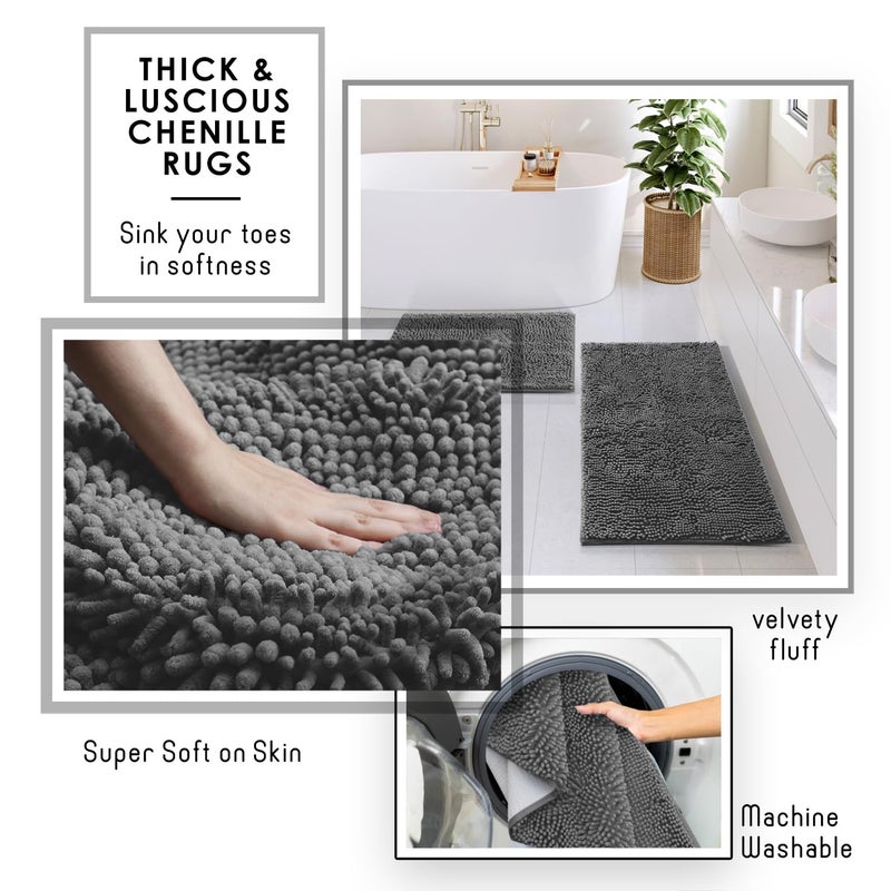 Clara Clark Grey Bathroom Set - Bathroom Sets with Shower Curtain and Rugs, 21PC Bathroom Accessory Set, Shower Curtain Set with Soap Dispenser & Toothbrush Holder - Image 5