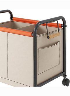 BLOOMING TIME Toys Organizer Toy Storage Trolley Rack, Toy Sundries Storage Basket Rack, Bedroom Living Room, Four Wheeled Large Capacity Widened Movableï¼ŒBeige  - Image 4
