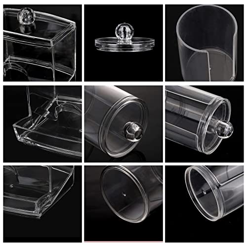 Tbestmax مجموعة منظم الحمام Tbestmax - 10 أونصة، 7 أونصة حامل Qtips للتخزين مع أغطية بلاستيكية شفافة، موزع كرات القطن/العيدان، وعاء صيدلية 3 قطع - Image 4