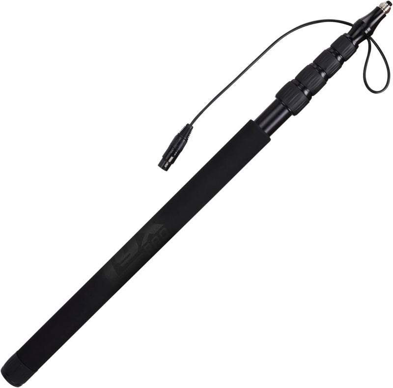 LyxPro Portable Mic Boom Pole Arm 5 Section Stretchable Padded Handheld Telescopic Aluminum Adjustable With Built In Internal XLR Cable Shotgun Zoom Microphones, Fish Pole extends 2.4’ - 9.25’ MPL-20 - Image 1