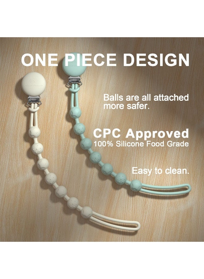 Cuddle Campus مشبك مصاصة سيليكون كادل كامبوس بتصميم قطعة واحدة عبوة من 2 مشابك بيكي مرنة ناعمة مع نسيج لصبي وفتاة 6 أشهر - Image 4