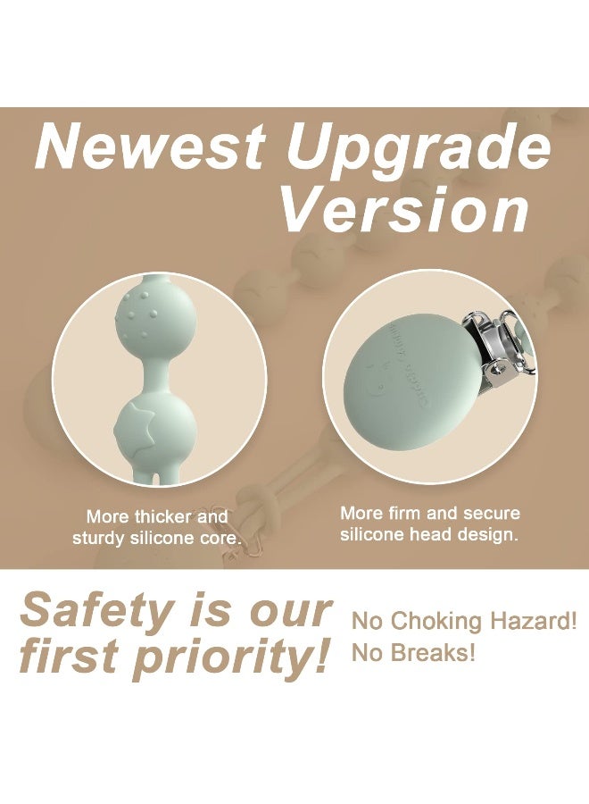 Cuddle Campus مشبك مصاصة سيليكون كادل كامبوس بتصميم قطعة واحدة عبوة من 2 مشابك بيكي مرنة ناعمة مع نسيج لصبي وفتاة 6 أشهر - Image 3