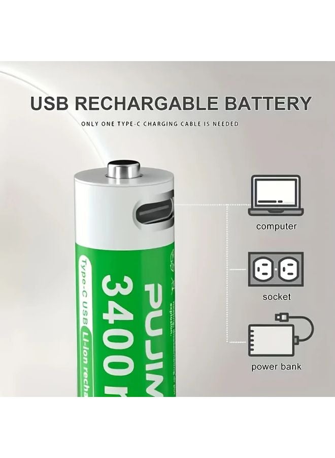 Pujimax AA 8pcs AAA 8pcs Rechargeable Lithium Batteries Type C Fast Charging 1500 Cycles - Image 2