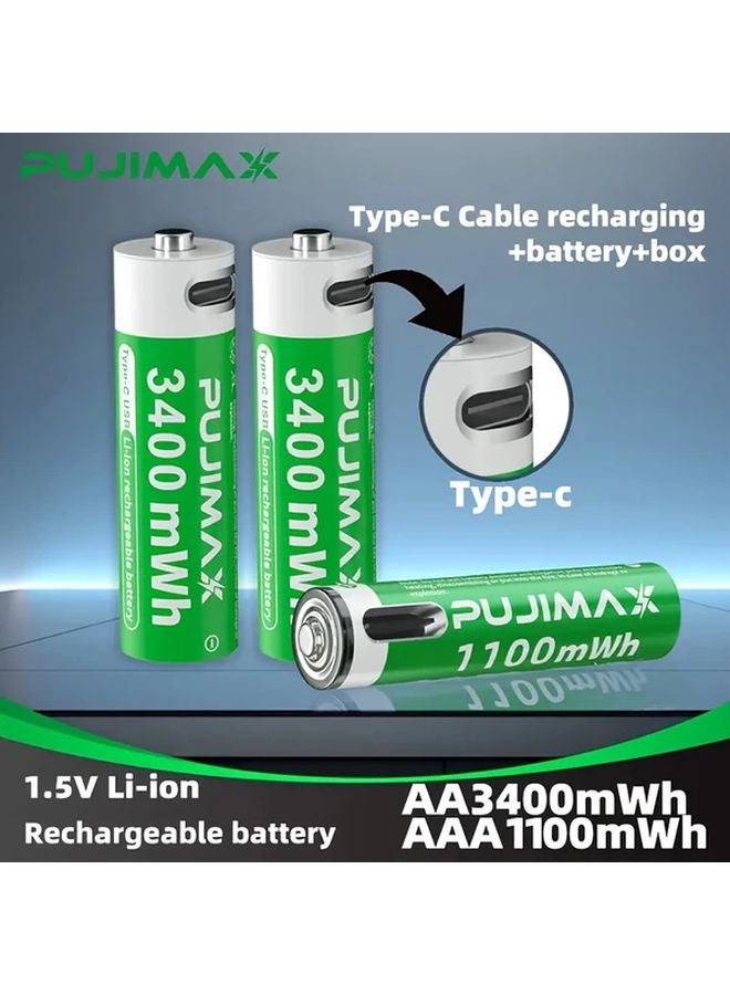 Pujimax AA 8pcs AAA 8pcs Rechargeable Lithium Batteries Type C Fast Charging 1500 Cycles - Image 3
