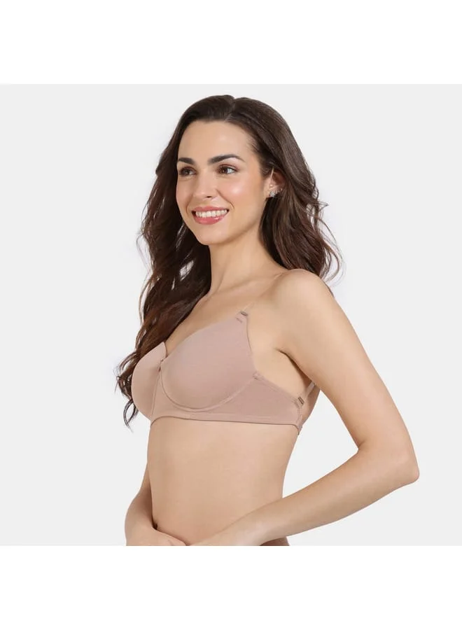 zivame Zivame Solid Balconette Bra with Hook and Eye Closure