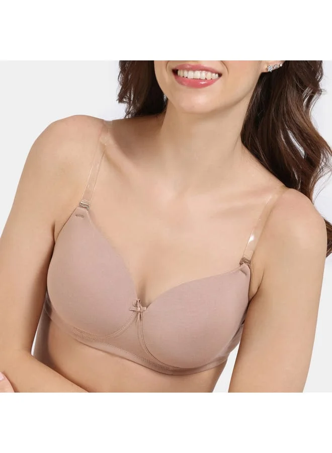 zivame Zivame Solid Balconette Bra with Hook and Eye Closure