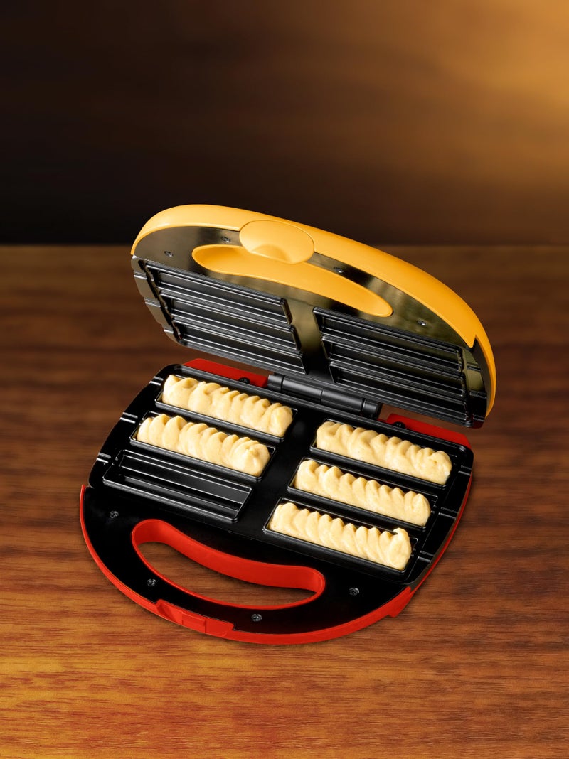 Nostalgia Taco Tuesday Electric Churro Maker â€“ Nonstick, 6-Slot Dual Cooking Plates for Homemade Churros and Cinnamon Pasties â€“ Yellow and Red - Image 3