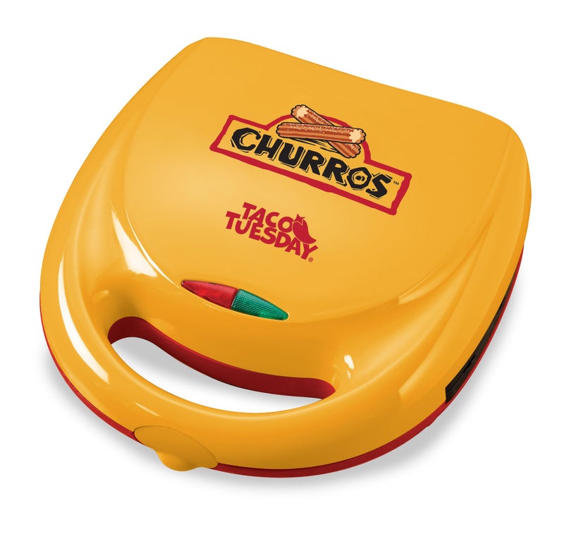 Nostalgia Taco Tuesday Electric Churro Maker â€“ Nonstick, 6-Slot Dual Cooking Plates for Homemade Churros and Cinnamon Pasties â€“ Yellow and Red - Image 2