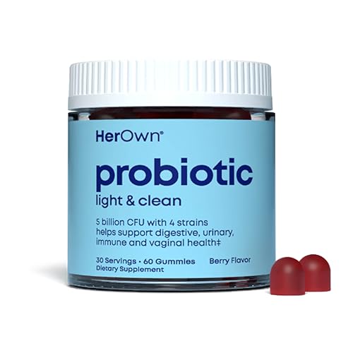 her own Probiotic Prebiotic Gummy Supports Digestive Health Promotes Healthy Gut Supports Immune Health 5 Billion CFUs Gluten and Soy Free Vegan 60 Gummies 30 Servings Pack of 1