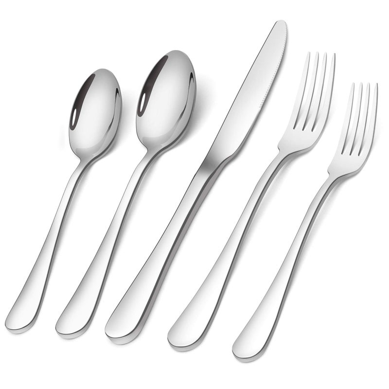 Silverware SetSHARECOOK 20Piece Stainless Steel Flatware SetKitchen Utensil Set Service for 4Tableware Cutlery Set for Home and Restaurant Dishwasher Safe