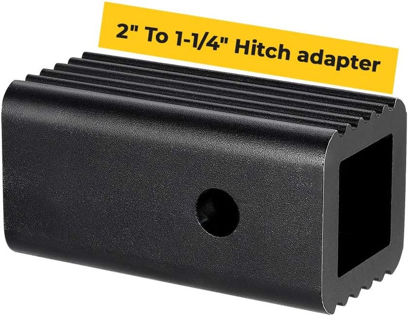 BougeRV 2 inches to 1-1/4 inches Trailer Hitch Adapter 2" to 1.25" Hitch Adapter Insert Sleeve Receiver Converter, Making Bike Rack and Cargo Carrier Fits Rear Trailer Hitch, Fits 1/2“ Hitch Lock Pin - Image 1