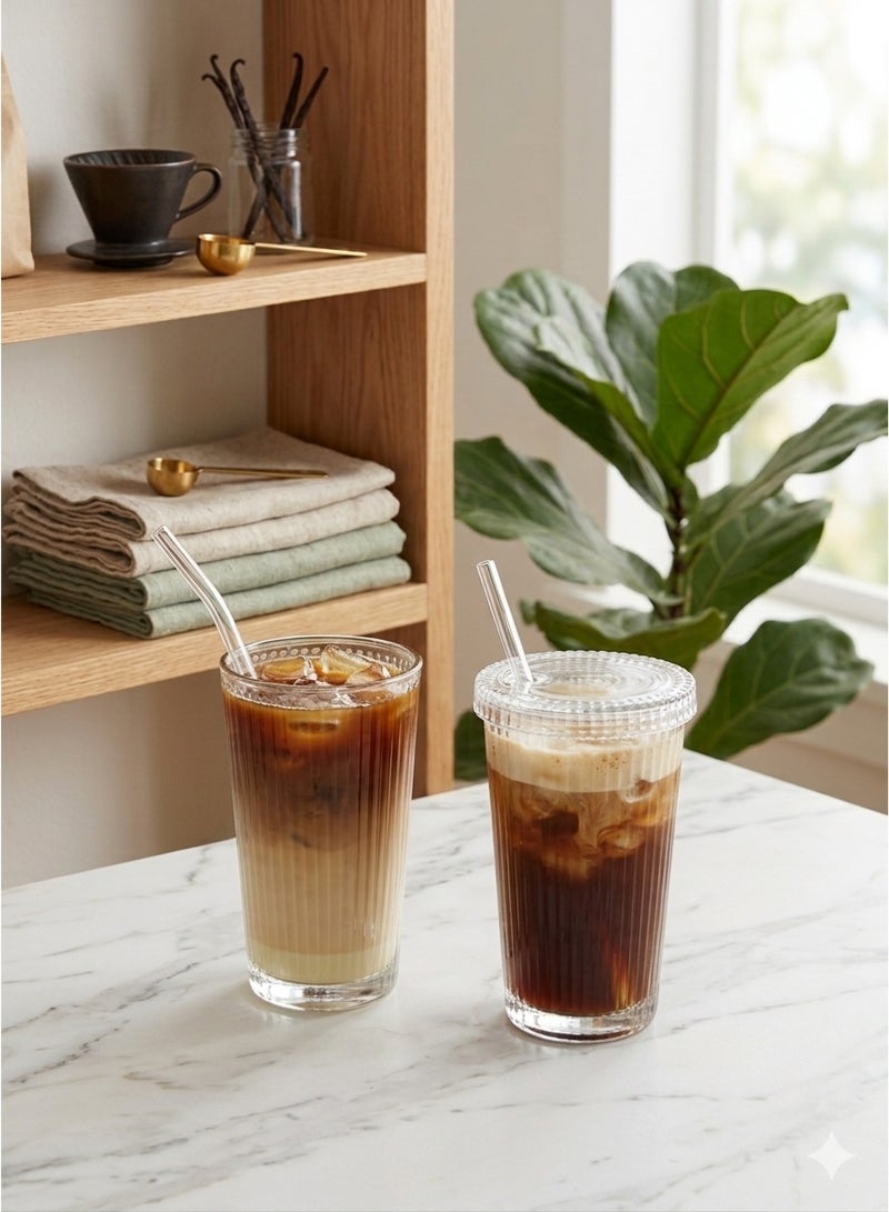 Crystal iced coffee cup with lid and coaster - Image 1