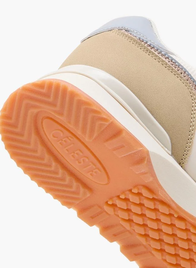 Celeste BEIGE Women Panelled Lace-Up Sneakers for Women | Best Price UAE