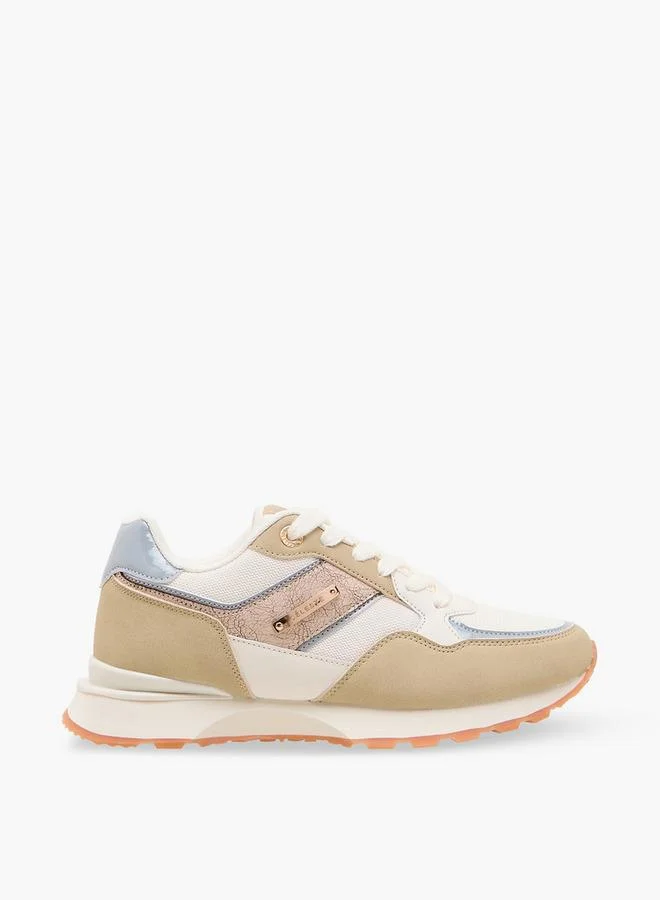 Celeste BEIGE Women Panelled Lace-Up Sneakers for Women | Best Price UAE