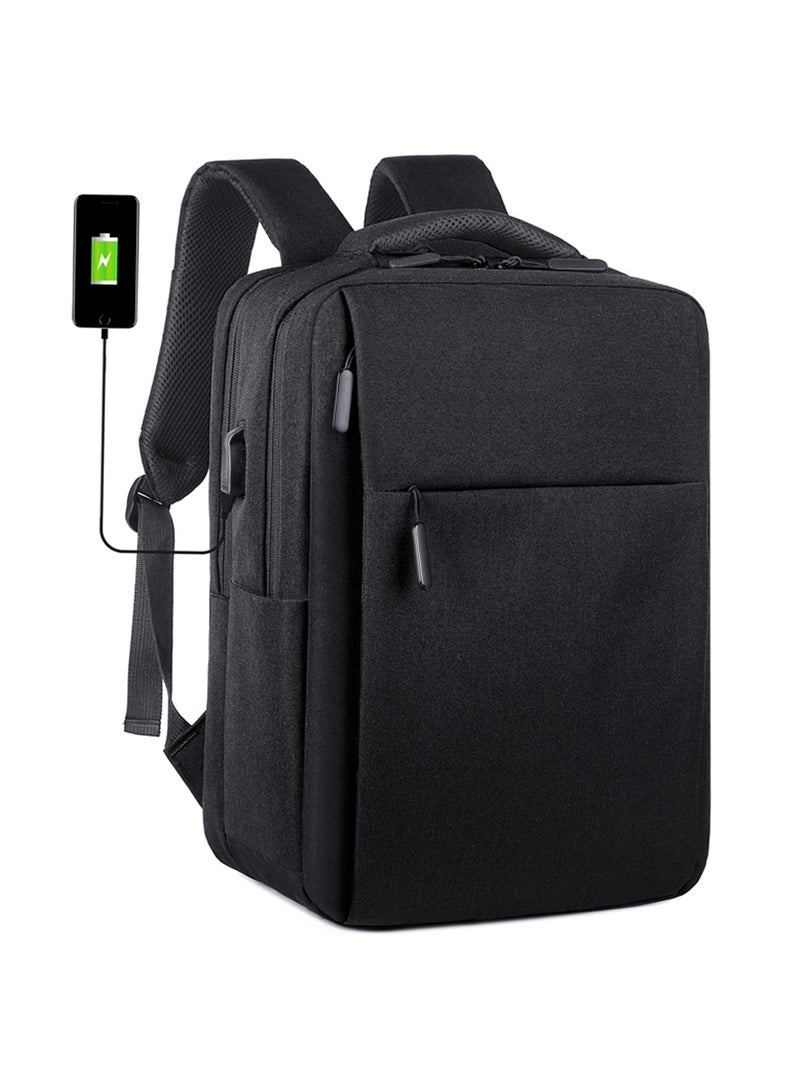 TokFaa Laptop Backpack Business Travel Water Resistant Work Backpack with USB Charging Port Durable College School Computer Bag Bookbag for Men & Women Fits 17 Inch Notebook(Black) - Image 1