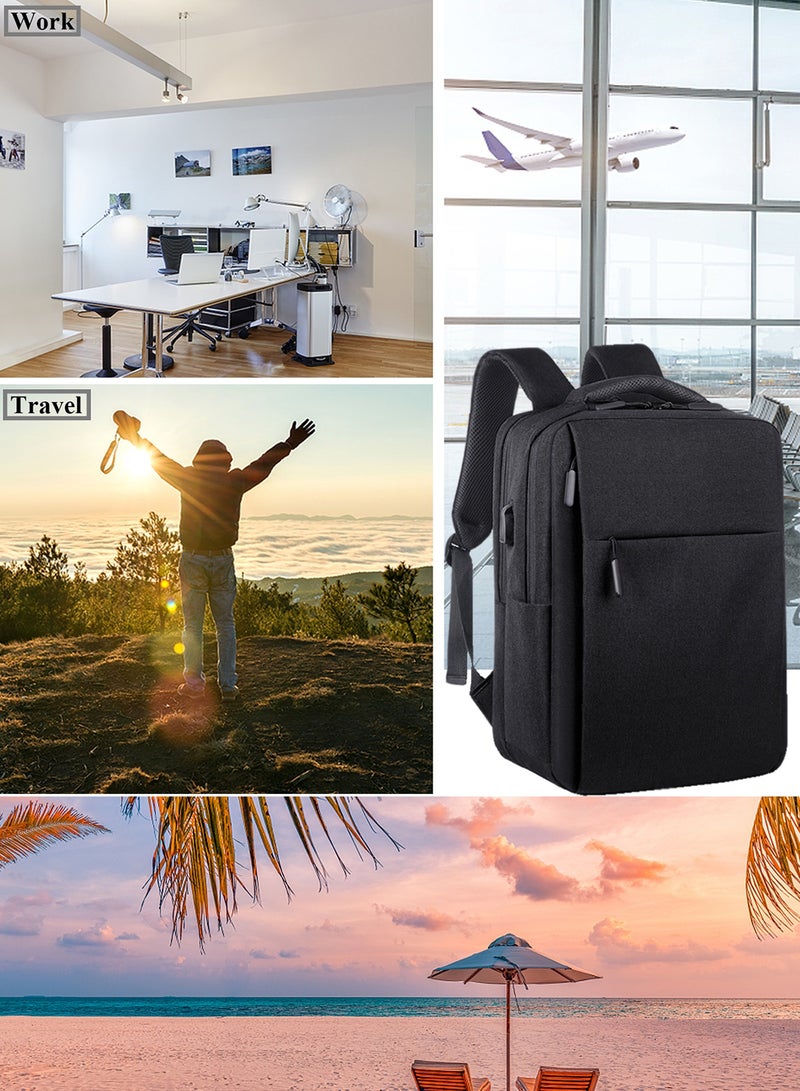 TokFaa Laptop Backpack Business Travel Water Resistant Work Backpack with USB Charging Port Durable College School Computer Bag Bookbag for Men & Women Fits 17 Inch Notebook(Black) - Image 4