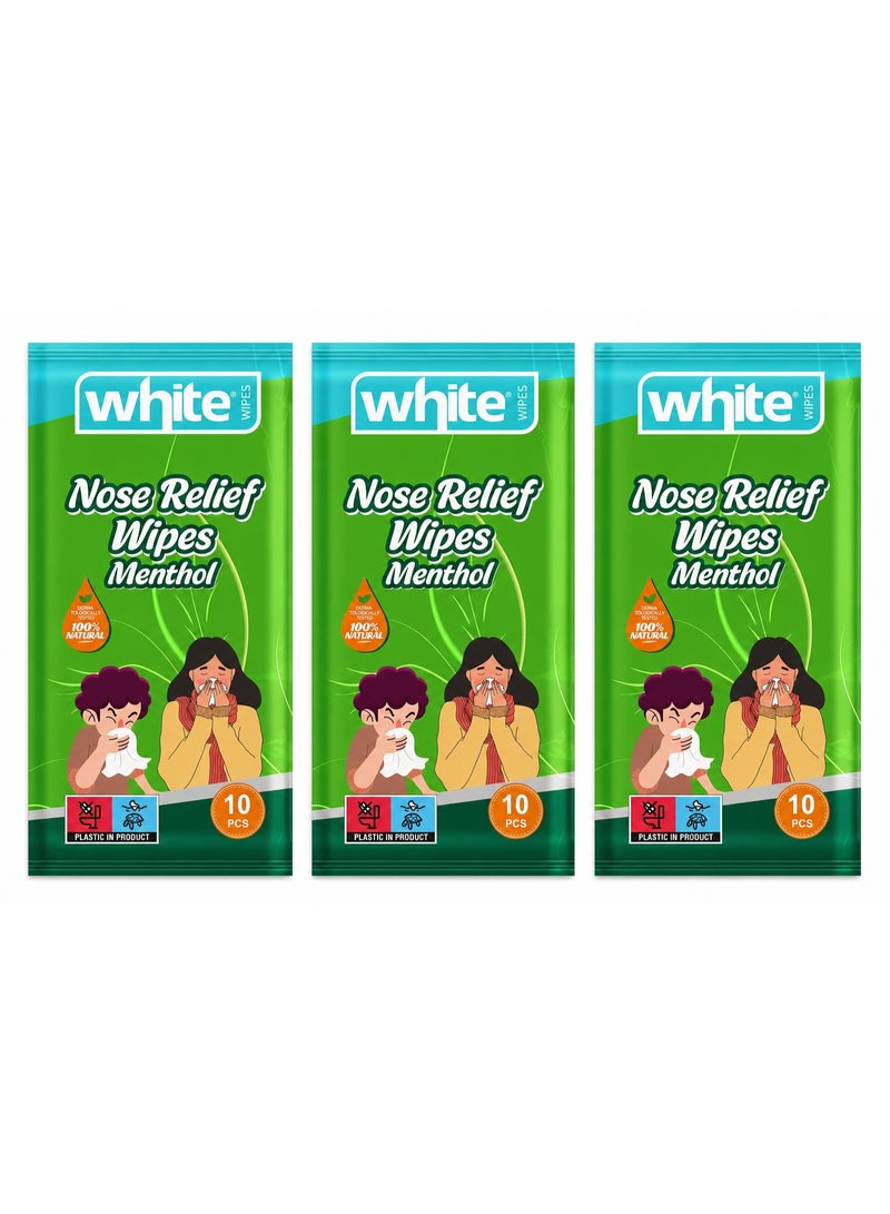 White Menthol Nasal Tissues – Natural Freshness & Instant Relief (10 pieces) x 3 packs of 30 tissues - Image 1