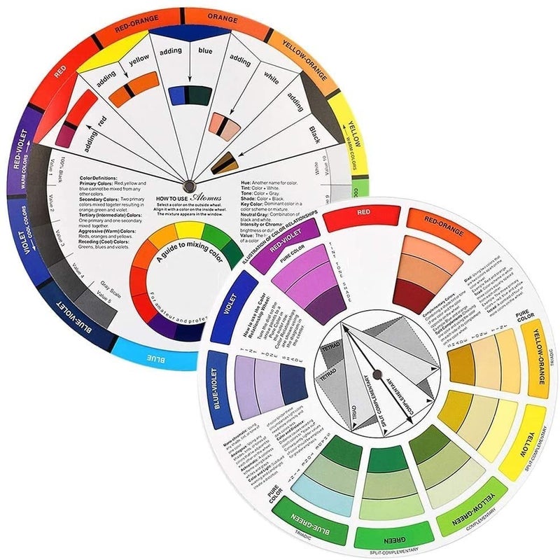 deziine deziine�1 PCS BIG Color Wheel Card � A Handy Color Mixing Guide for Students, Amateurs and Professionals � Definitions, Color Relationships, Color Wheel and More(9.4INCH)  - Image 1