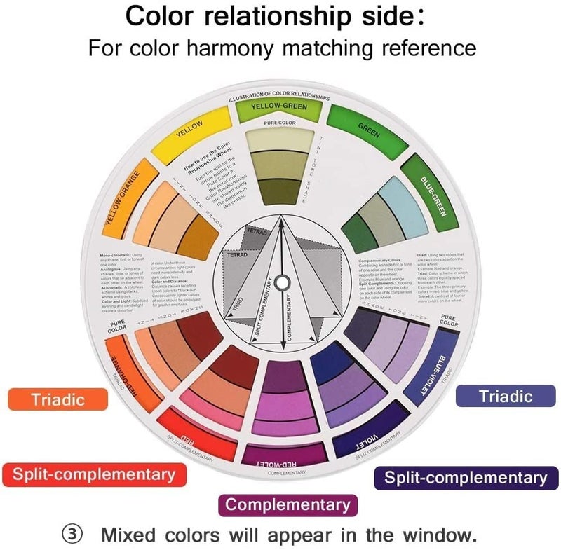 deziine deziine�1 PCS BIG Color Wheel Card � A Handy Color Mixing Guide for Students, Amateurs and Professionals � Definitions, Color Relationships, Color Wheel and More(9.4INCH)  - Image 4