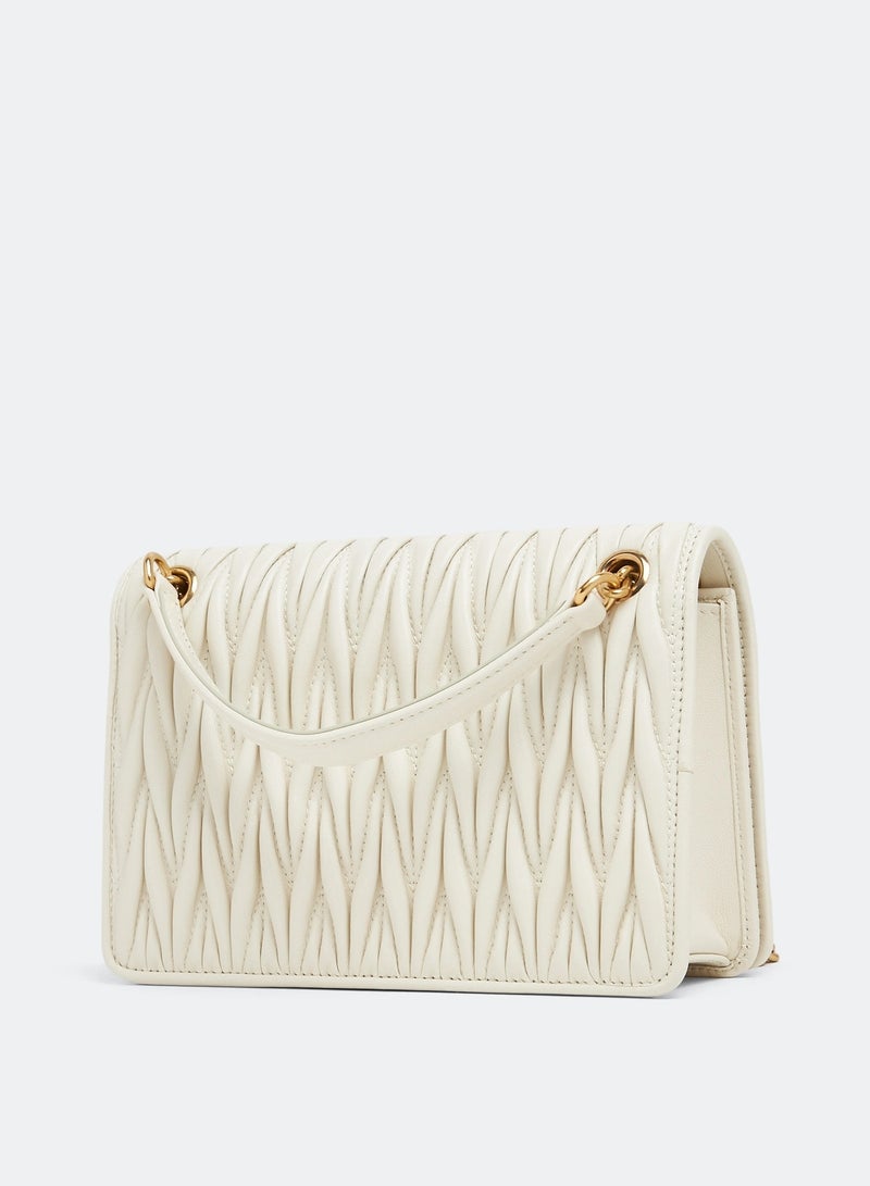 حقيبة صغيرة من جلد النابا المبطن، حقيبة كروس بودي نسائية، حقيبة كتف نسائية، حقيبة يد نسائية، حقيبة سفر نسائية، بيضاء - 19 سم