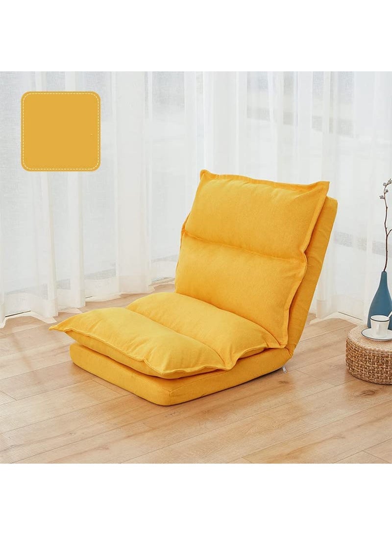 GT-Wheel Lazy Floor Chair Adjustable Sofa Folding Cushion for Games Reading Meditating Padded(Yellow) - Image 1