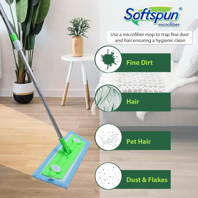 SOFTSPUN Microfiber Wet Dry Cleaning Mop Fastener Refill Sky Blue 18inch - Image 5