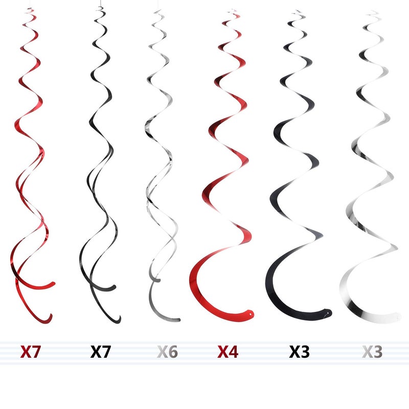 Blulu 30 Pcs Rock and Roll Theme Music Party Foil Swirl Decorations Retro Hanging Swirls Ceiling Decorations for 50s 60s Disco Party Event Supplies - Image 4