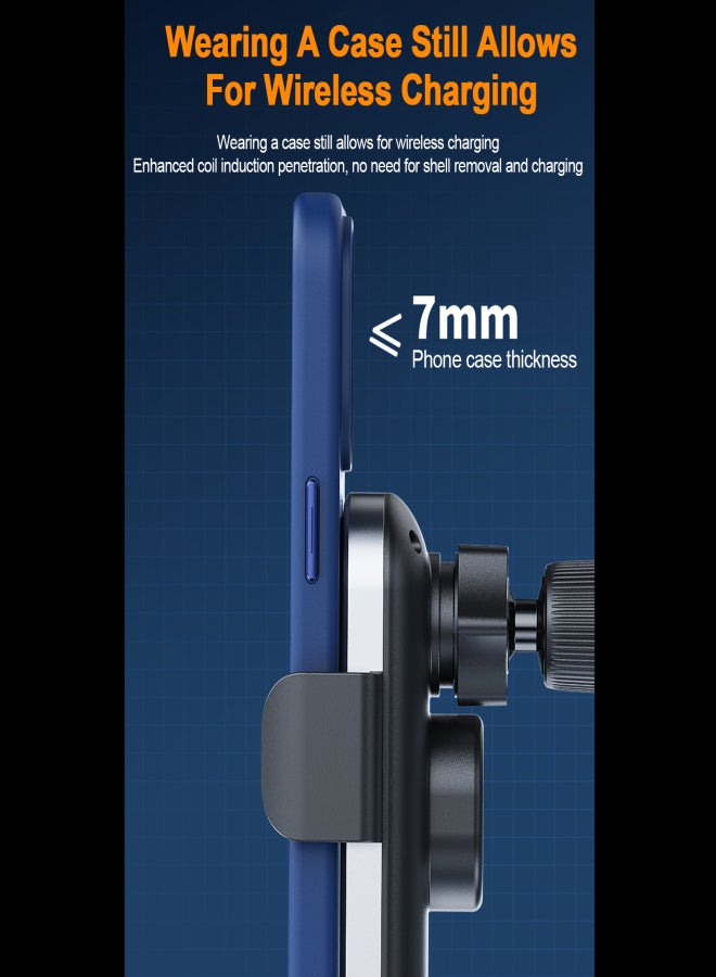 Car Mount Phone Holder Wireless Charger Fast Charging Air Vent Car Charging Holder One-touch Clamping Anti-Slip and Shock Absorption Charger Mount - Image 2