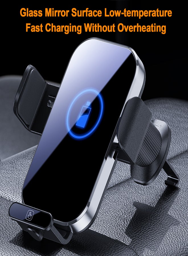 Car Mount Phone Holder Wireless Charger Fast Charging Air Vent Car Charging Holder One-touch Clamping Anti-Slip and Shock Absorption Charger Mount - Image 5