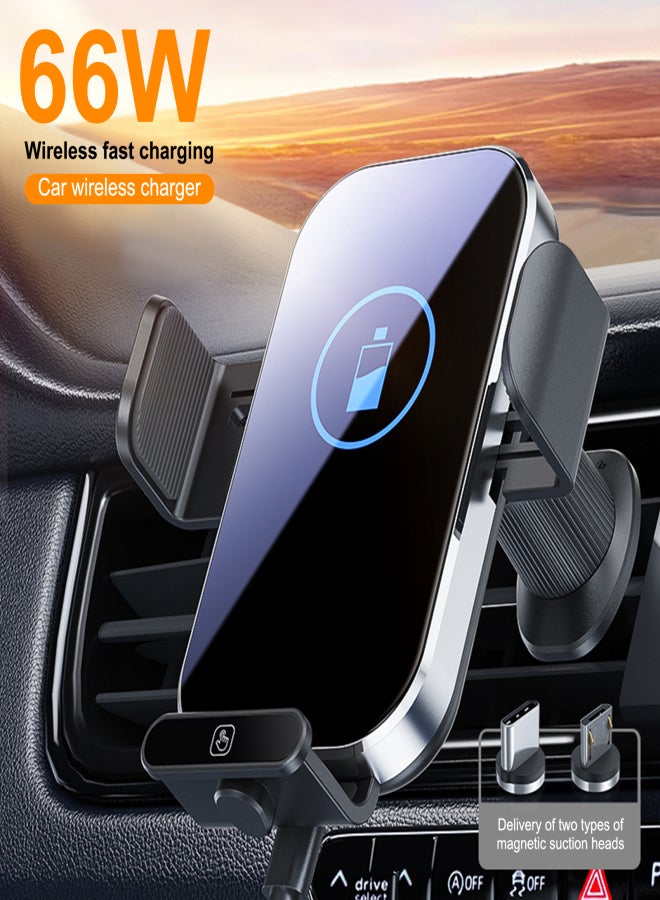 Car Mount Phone Holder Wireless Charger Fast Charging Air Vent Car Charging Holder One-touch Clamping Anti-Slip and Shock Absorption Charger Mount - Image 3