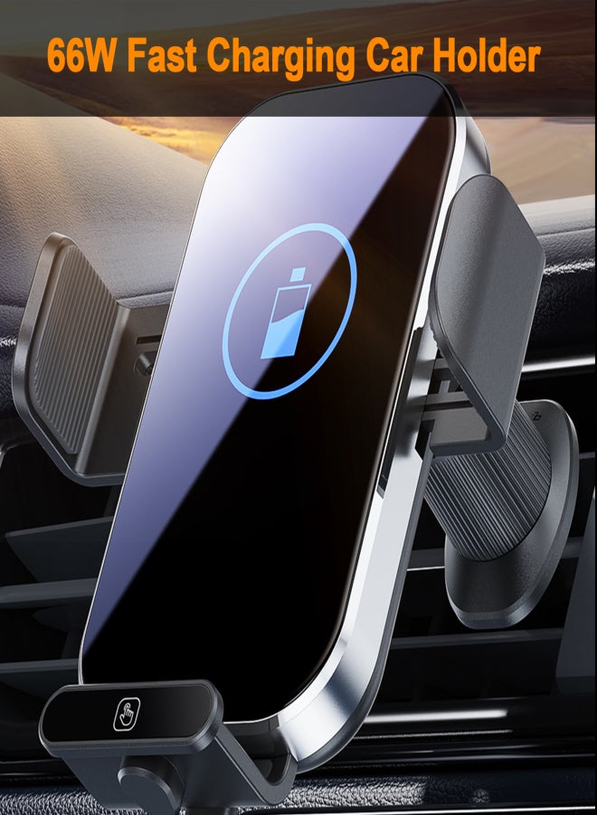 Car Mount Phone Holder Wireless Charger Fast Charging Air Vent Car Charging Holder One-touch Clamping Anti-Slip and Shock Absorption Charger Mount - Image 4