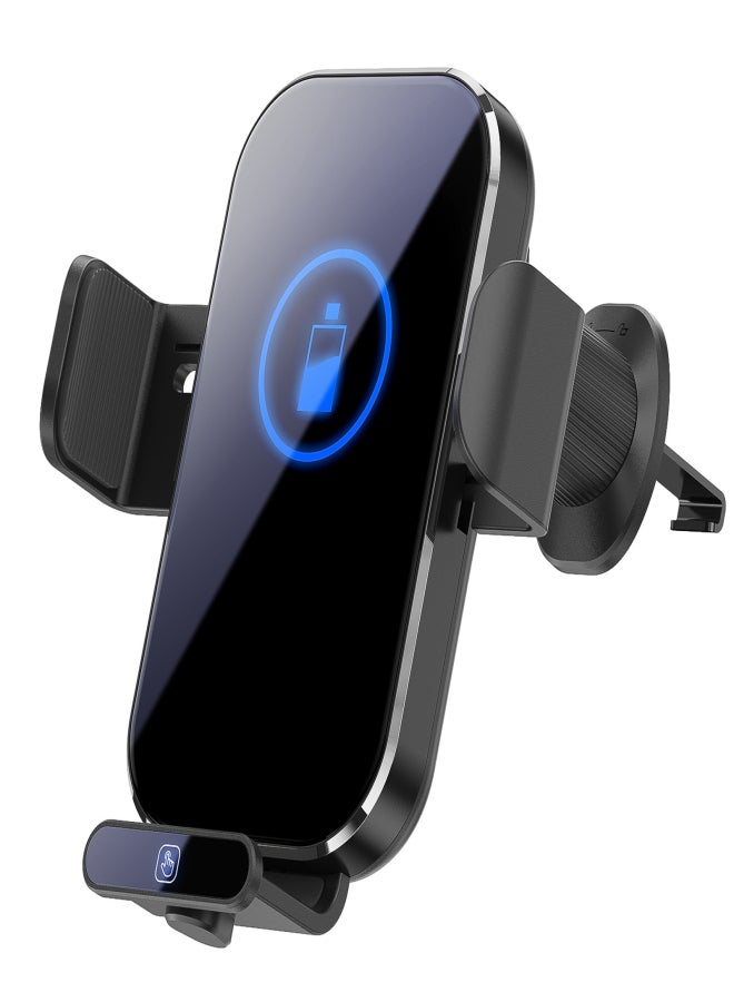Car Mount Phone Holder Wireless Charger Fast Charging Air Vent Car Charging Holder One-touch Clamping Anti-Slip and Shock Absorption Charger Mount - Image 1