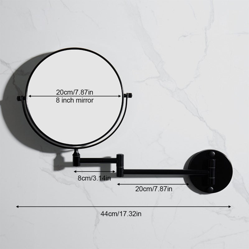 Magnifying Mirror 8-Inch Black Corrosion Resistant Double Sided 1:1 and 1:3 Magnification - 360° Rotation Wall Mounted Mirror with Extendable Arm for Bathroom Vanity - Easy Installation Nordic Style A - Image 5