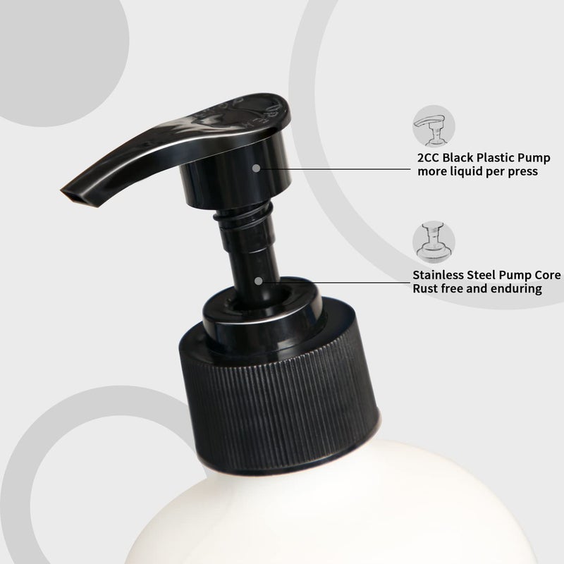 MOMEEMO Soap Dispenser Set 2 Pack, Contains Dish Soap Dispenser and Hand Soap Dispenser. 16 Oz Glass Soap Dispenser with Black Plastic Pumps. (White) - Image 5