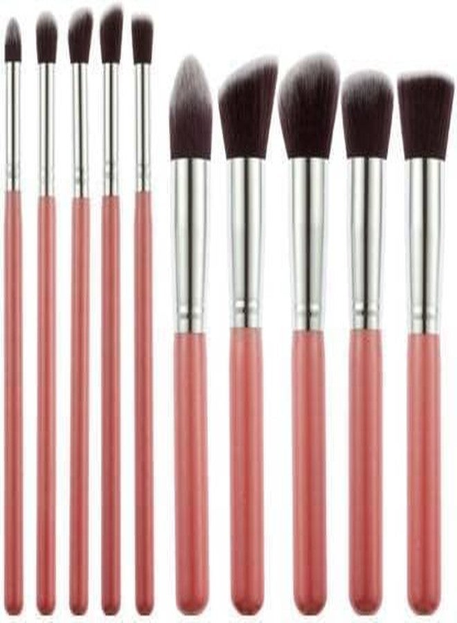 SUNISA 10 Pcs Pink Fiber Bristles Soft Makeup Brushes Set for Womens & Girls - (Pack of 10) - Image 2