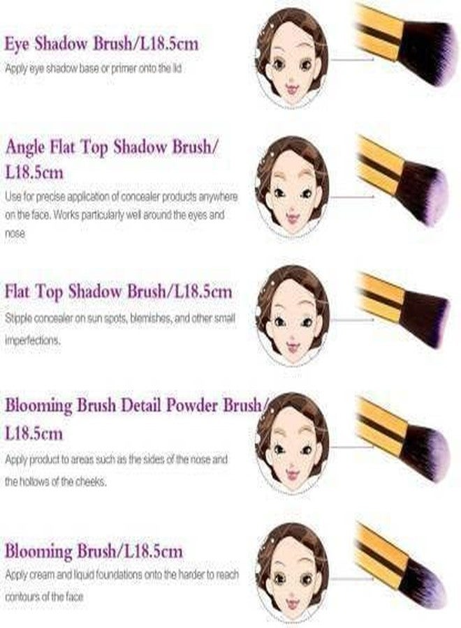 SUNISA 10 Pcs Pink Fiber Bristles Soft Makeup Brushes Set for Womens & Girls - (Pack of 10) - Image 5