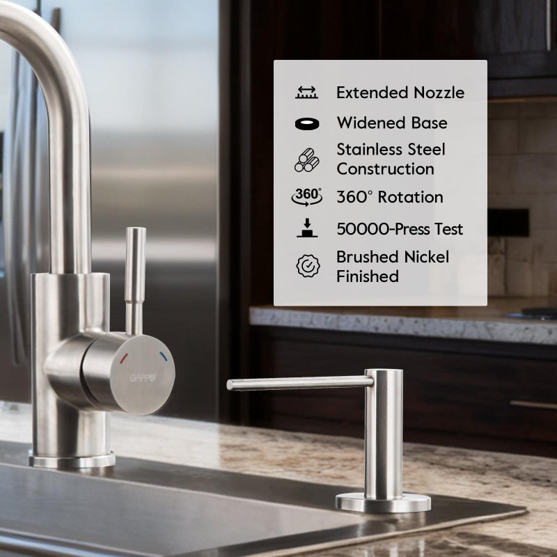 GAPPO Soap Dispenser for Kitchen Sink Brushed Nickel GAPPO Stainless Steel Countertop Pump Hand Lotion Built in Bottlend Lotion Built in Bottle - Image 3